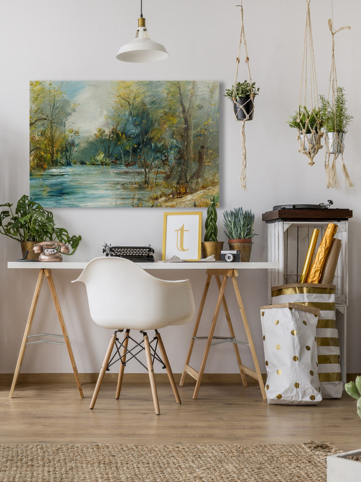 "Flowing River" Painting Print on Wrapped Canvas, 24x16