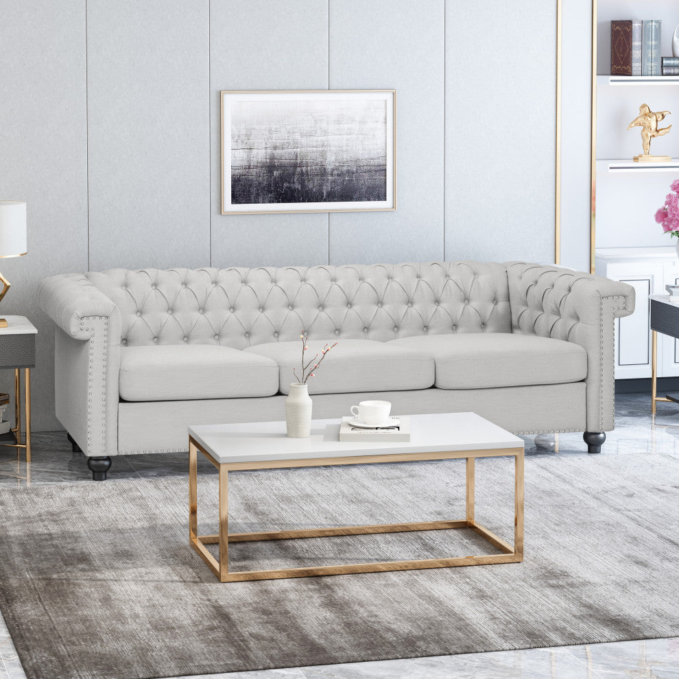 Spencer Tufted Chesterfield Fabric 3 Seater Sofa