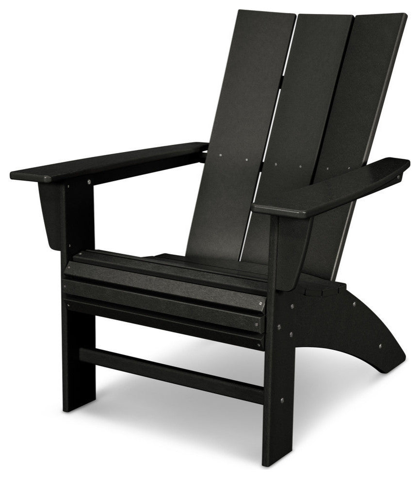 Polywood Modern Curveback Adirondack Chair, Black