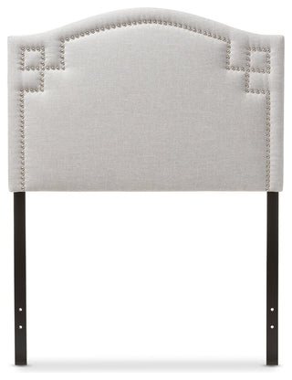 Aubrey Modern Grayish Beige Fabric Upholstered Twin Size Headboard