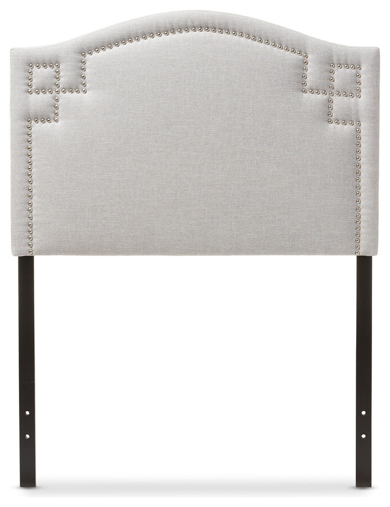Aubrey Modern Grayish Beige Fabric Upholstered Twin Size Headboard