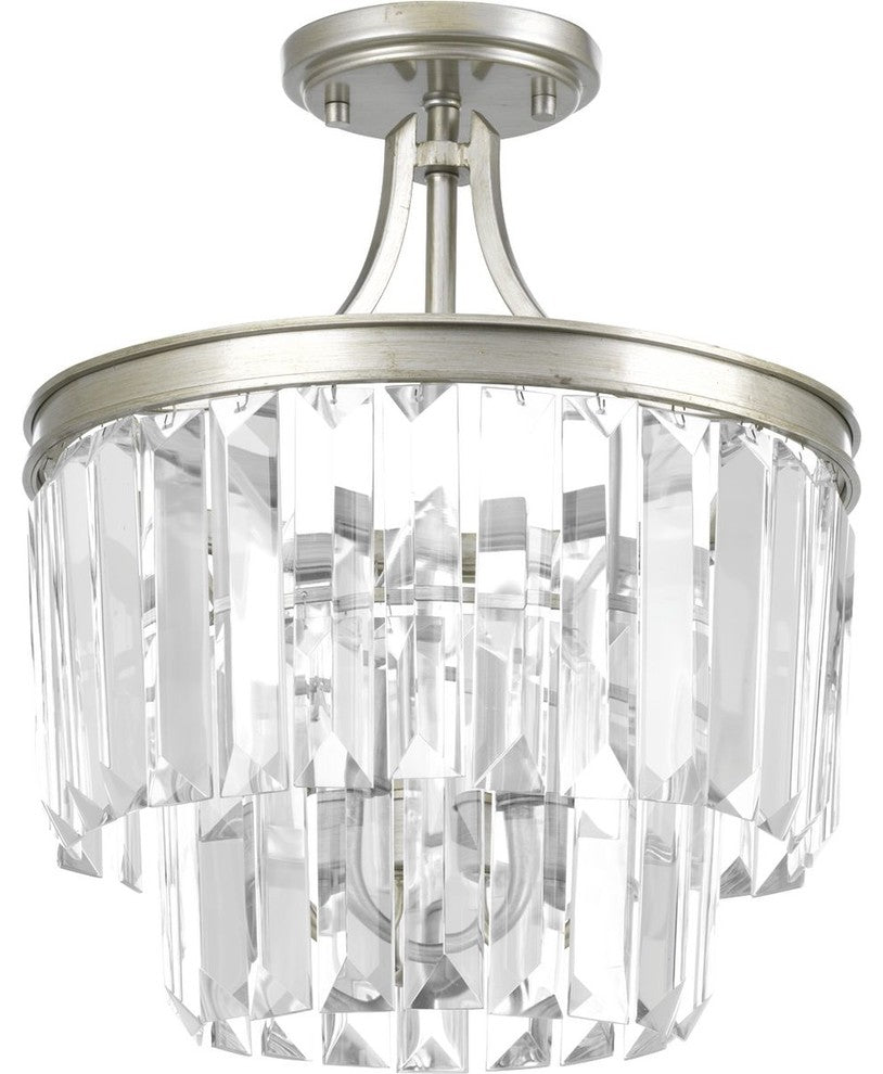 Progress Lighting Glimmer 3-Light Semi-Flush Convertible, Silver Ridge