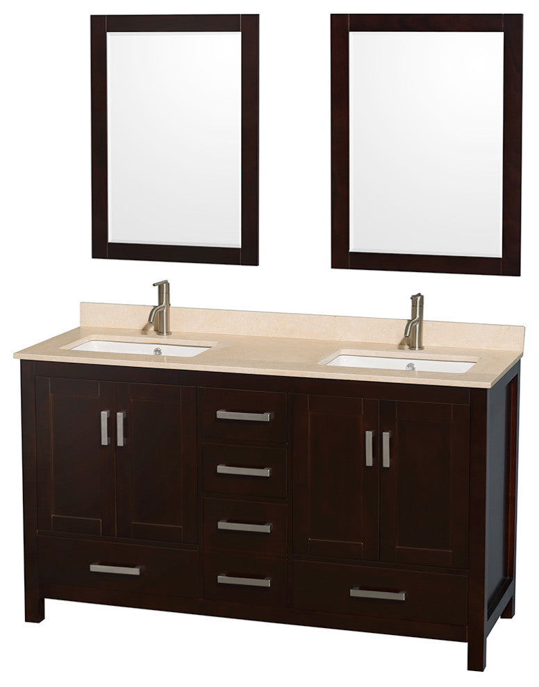 Wyndham WCS141460DESIVUNSM24 Espresso 60 Inch Double Bathroom Vanity