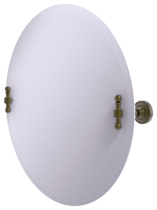 Frameless Round Beveled Edge Tilt Mirror, Antique Brass