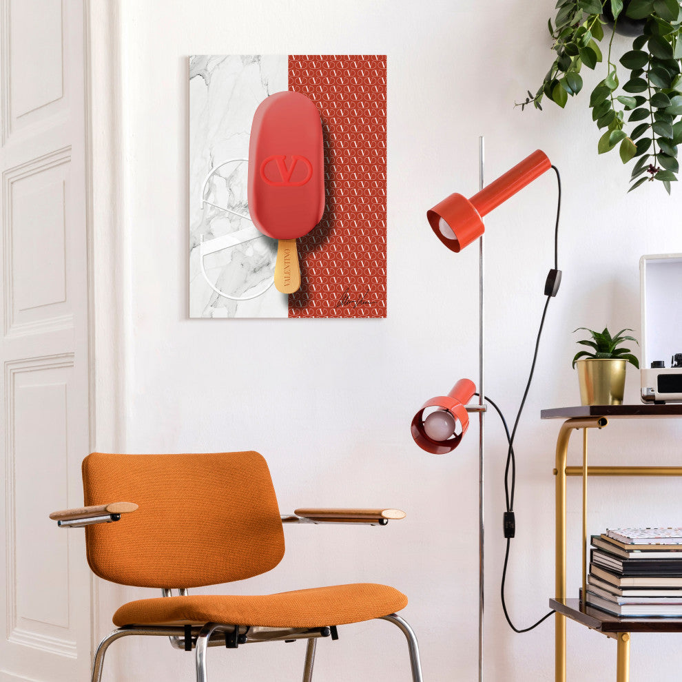 "Designer Dessert" Frameless Floating Tempered Glass Panel Wall Art Set of 2