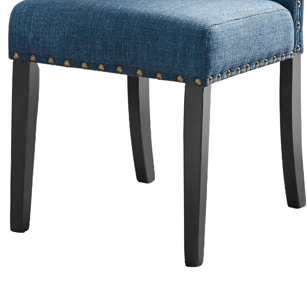 Benzara BM272079 38" Dining Chair With Nailhead Trim, Set of 2, Blue