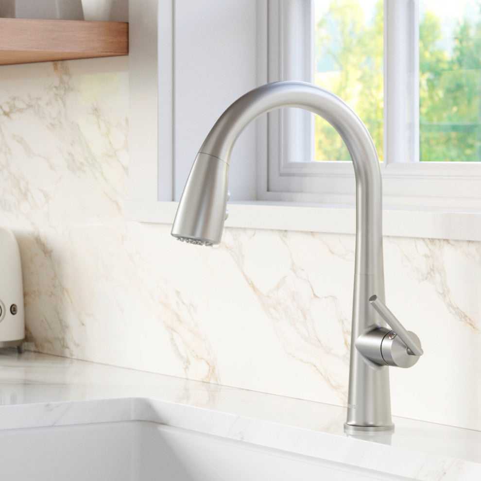 Karran KKF320 1-Handle Pull Down Dual Function Sprayer Faucet, Stainless Steel