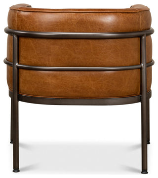 Breda Retro Brown Leather Accent Tub Chair