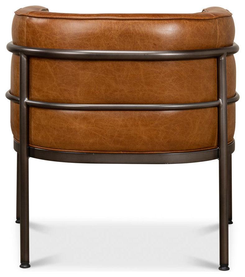 Breda Retro Brown Leather Accent Tub Chair