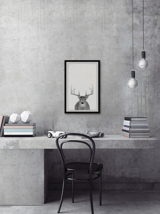 "Grey Deer" Framed Painting Print, 24x36