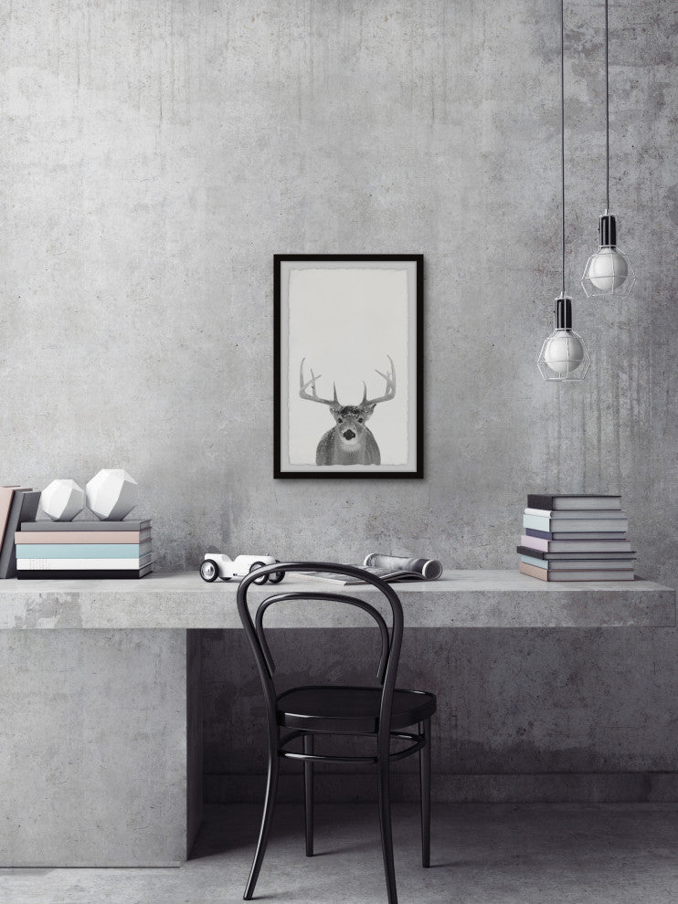 "Grey Deer" Framed Painting Print, 24x36