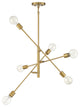 6-Light Chandelier, Matte Black, Natural Brass