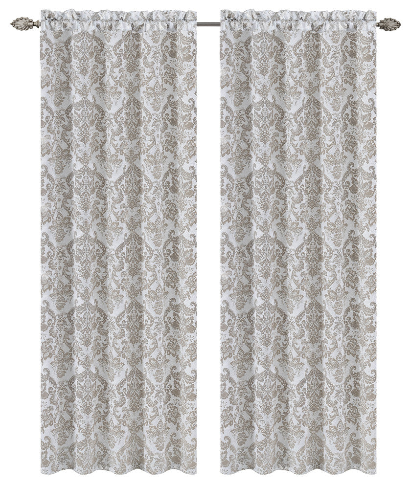 Jacquard Fern Drapery Curtain Panels, Natural, 50"x96", Set of 2