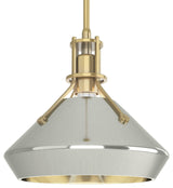 Henry with Chamfer Pendant, Modern Brass, Sterling Accents