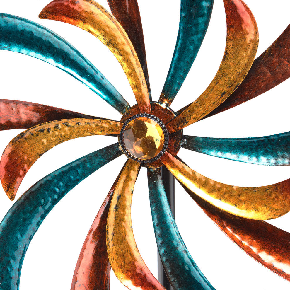 63" Tall Outdoor Curved Blade Windmill Stake Kinetic Spinner