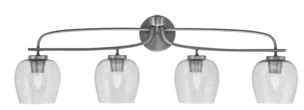 Cavella 4 Light Bath Bar, Graphite Finish, 6" Smoke Bubble Glass
