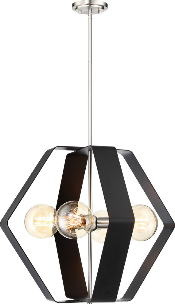 Nuvo Zen 4-Lights Matte Black Brushed Nickel Pendant Light