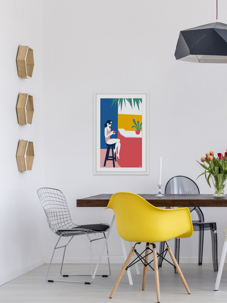 "A Lady at the Beach Bar" Framed Painting Print, 12"x18"