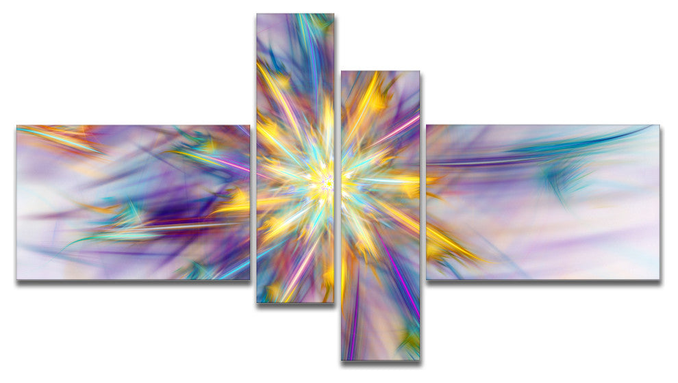 Large Exotic Colorful Flower, Floral Canvas Art Print, 60"x32", 4 panels
