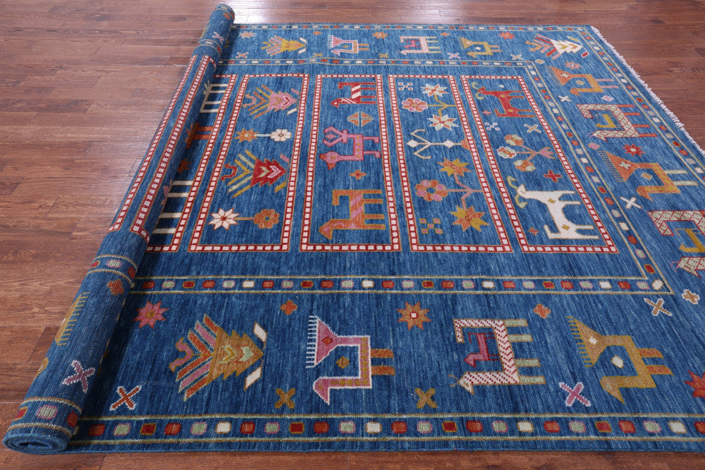 9' 1" X 12' 2" Persian Gabbeh Tribal Handmade Wool Rug - Q15840