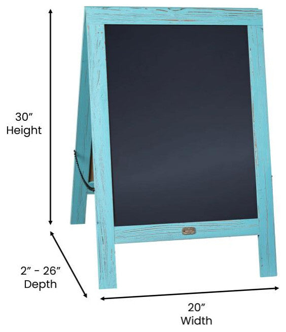 30" x 20" A-Frame Magnetic Indoor/Outdoor Double Sided Chalkboard-Robin Blue