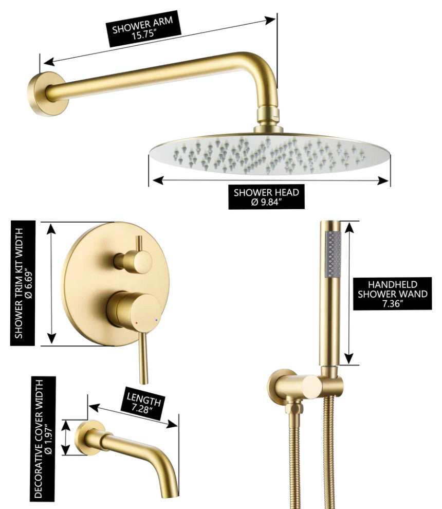 RBROHANT Tub Shower Faucet Set Complete Rain Shower System with Tub Spout