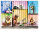 Sad Animals in the Pound, Abstract Triptych Canvas Art Print, 36x28, 3 Panels