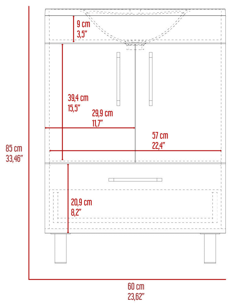 Otello Single Bathroom Vanity, Light Gray