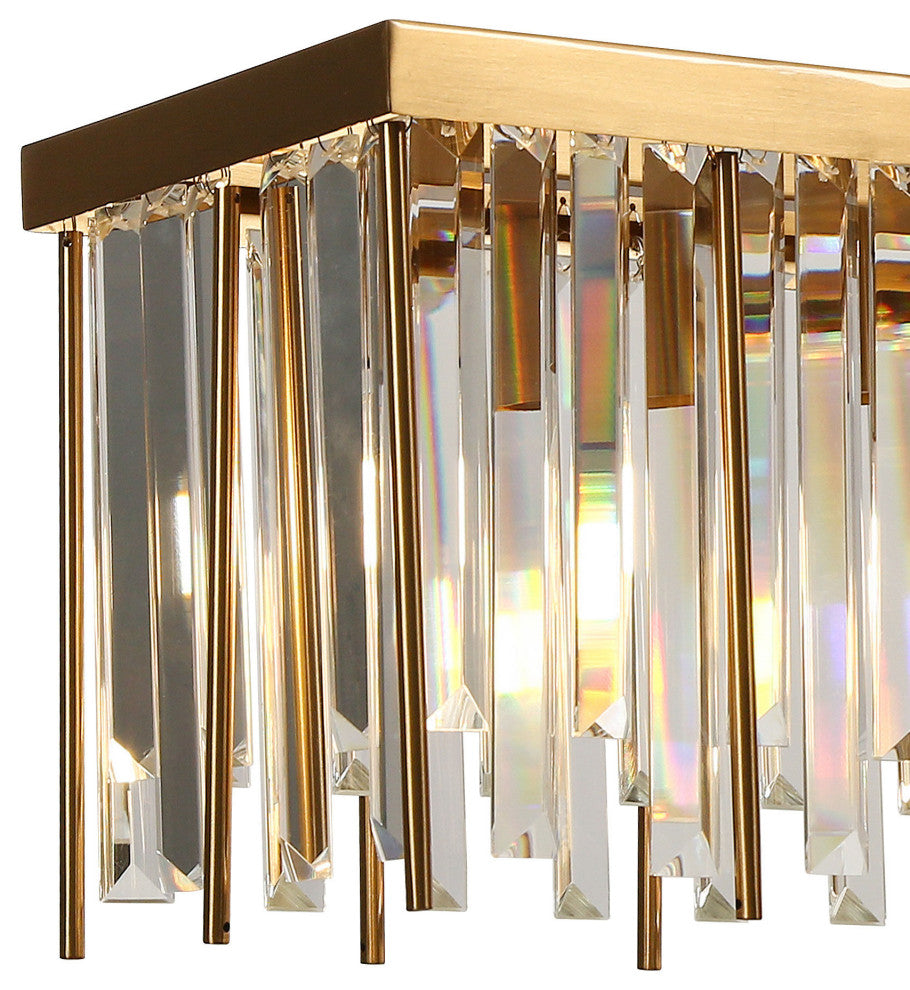 LNC Athean 7-Light 41.5" Brass Modern Crystal Rectangle Island Light