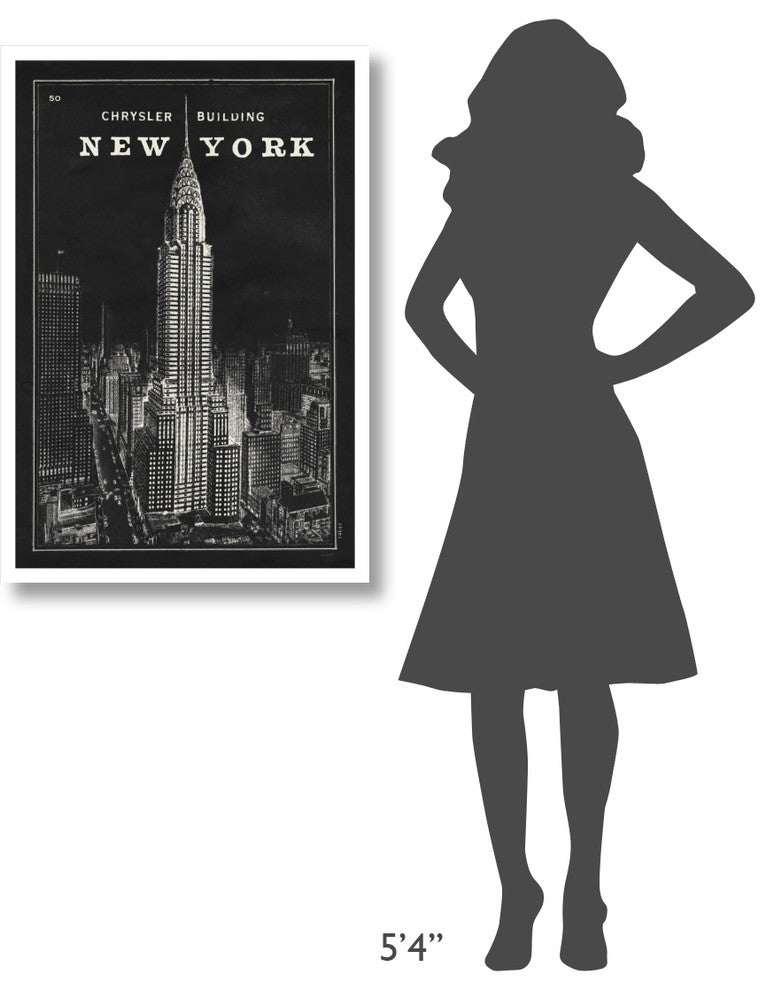 "Blueprint Map New York Chrysler Building Black" Print by Sue Schlabach, 26"x38"