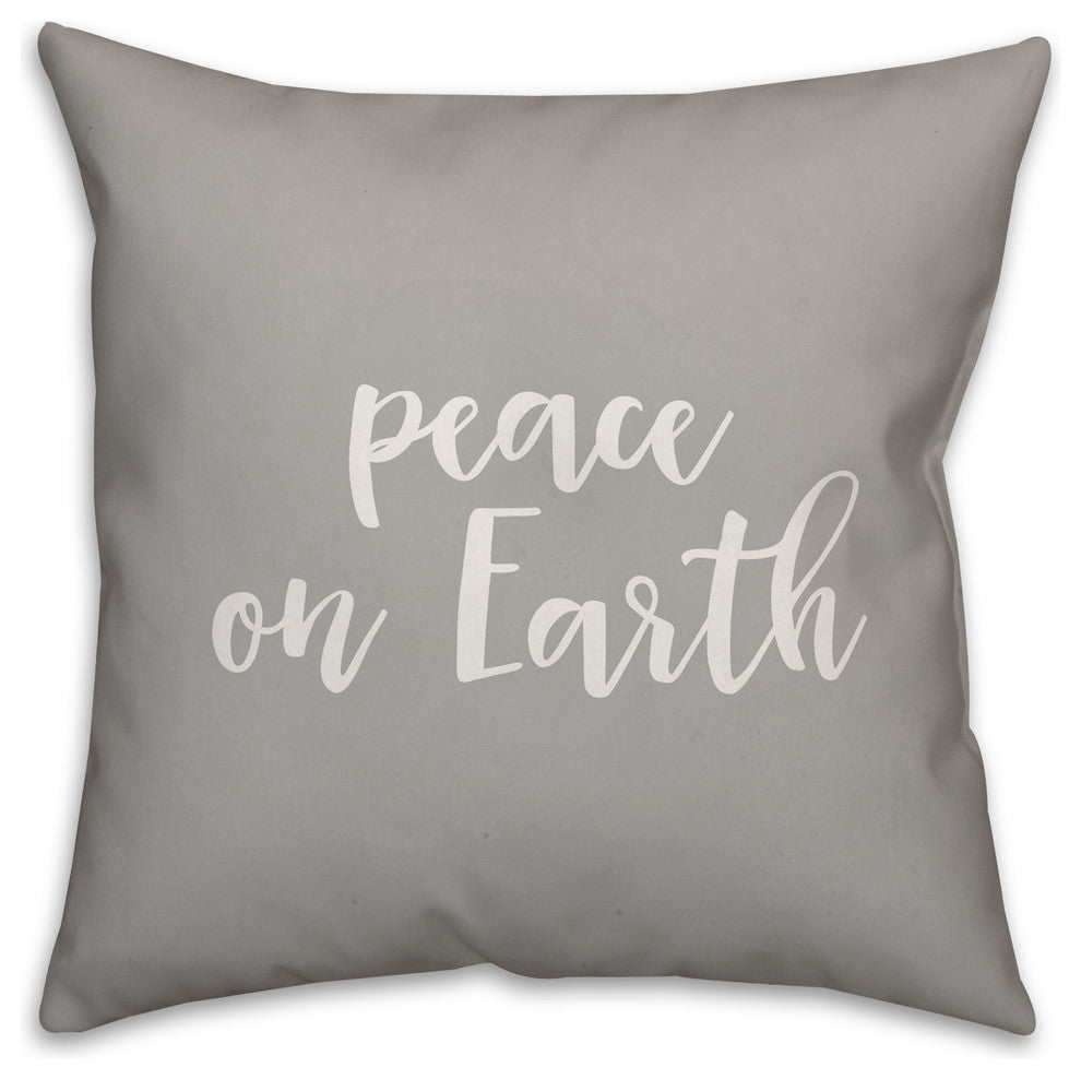 Peace On Earth, Gray 18x18 Throw Pillow