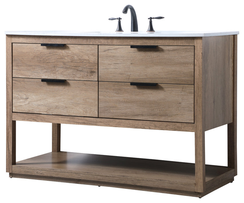 Louie 48" SIngle Bathroom Vanity, Natural Oak