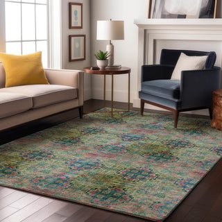 Premium Machine Washable Mayfield AMF557 Green 8' x 10' Rug