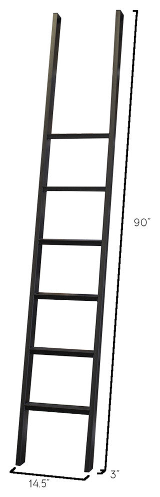 8' Tall Bookcase Wall With Ladder, Storage Organizer, Brown
