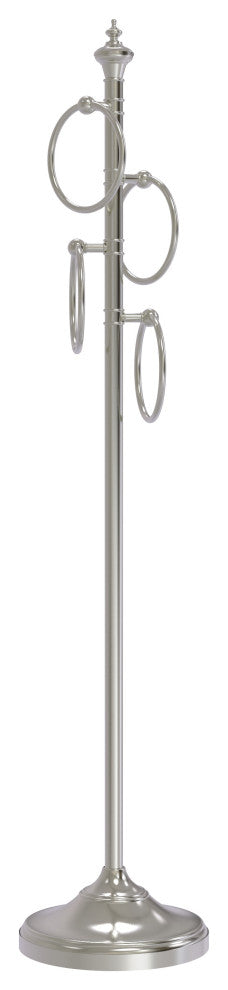 Floor Standing 4 Towel Ring Stand, Satin Nickel