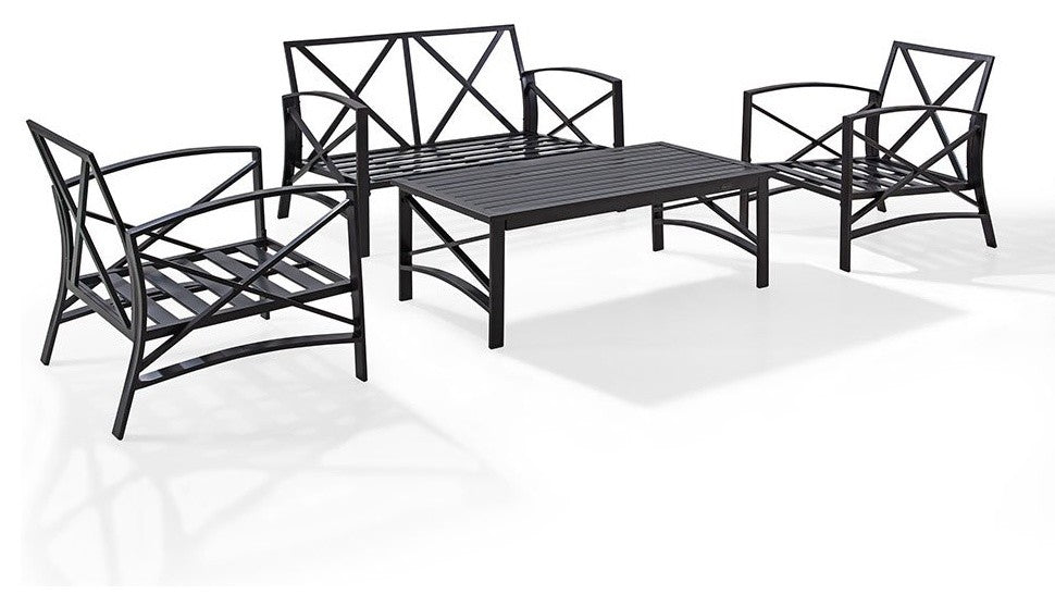 Kaplan 4-Piece Patio Set, Loveseat, 2 Chairs, Coffee Table, Oatmeal