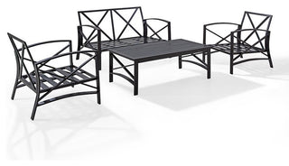 Kaplan 4-Piece Patio Set, Loveseat, 2 Chairs, Coffee Table, Oatmeal