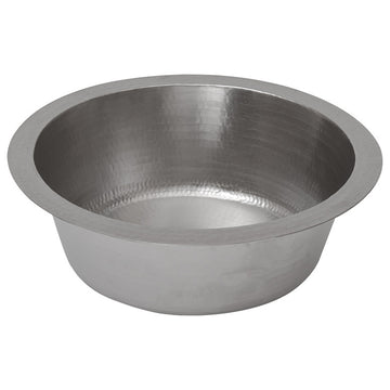 14" Round Hammered Copper Bar Sink, Nickel, 2" Drain Opening