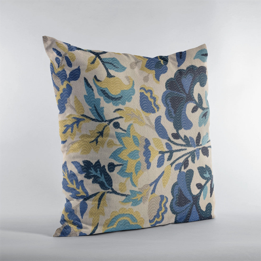 Plutus Blue Mountain Flower Floral Luxury Throw Pillow, 12"x20"