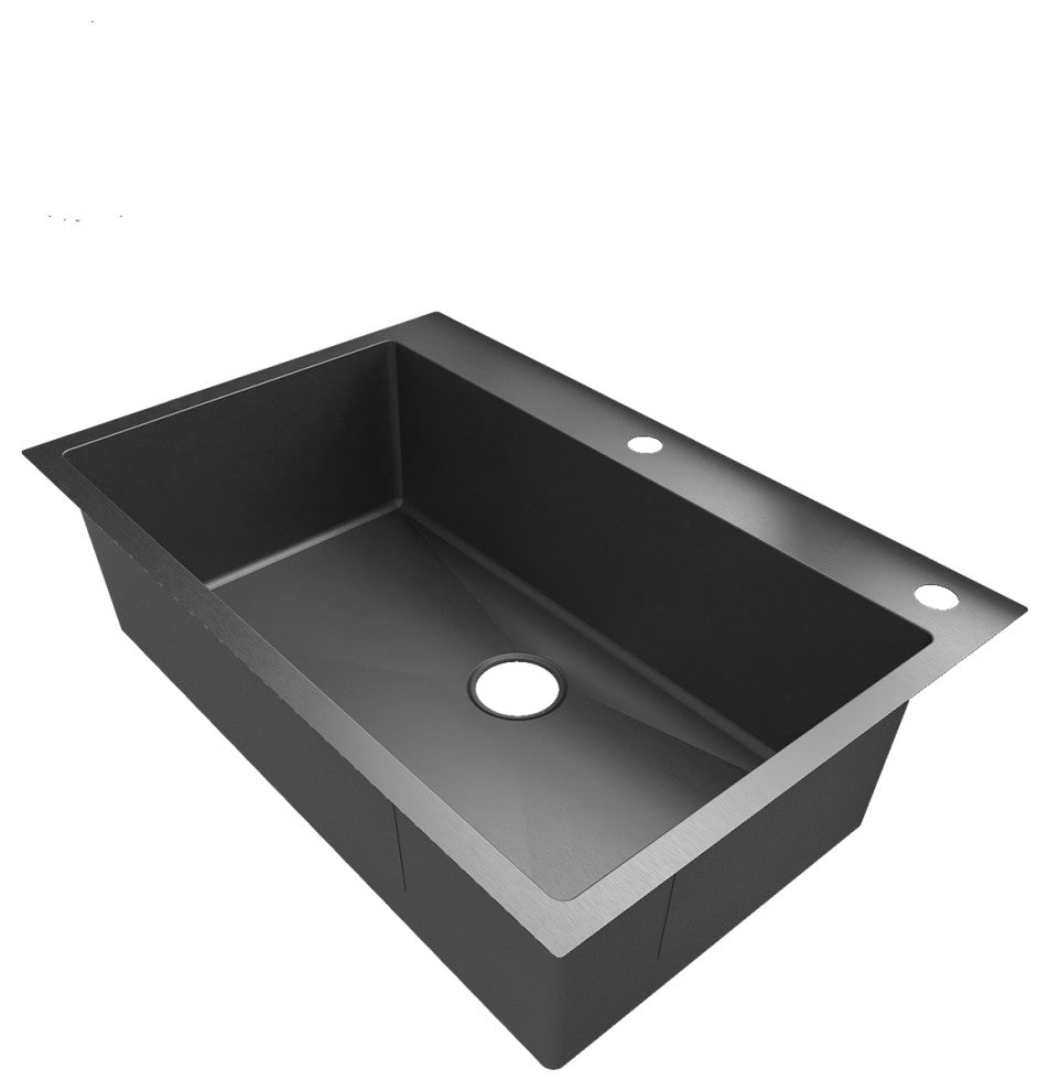 Sinber Single Bowl Kitchen Sink with 304 Stainless Steel Black Finish, 33"x22", Drop-in