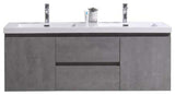 Alma-Pre 60" Cement Gray Double Sink Vanity With White Sink, Grey