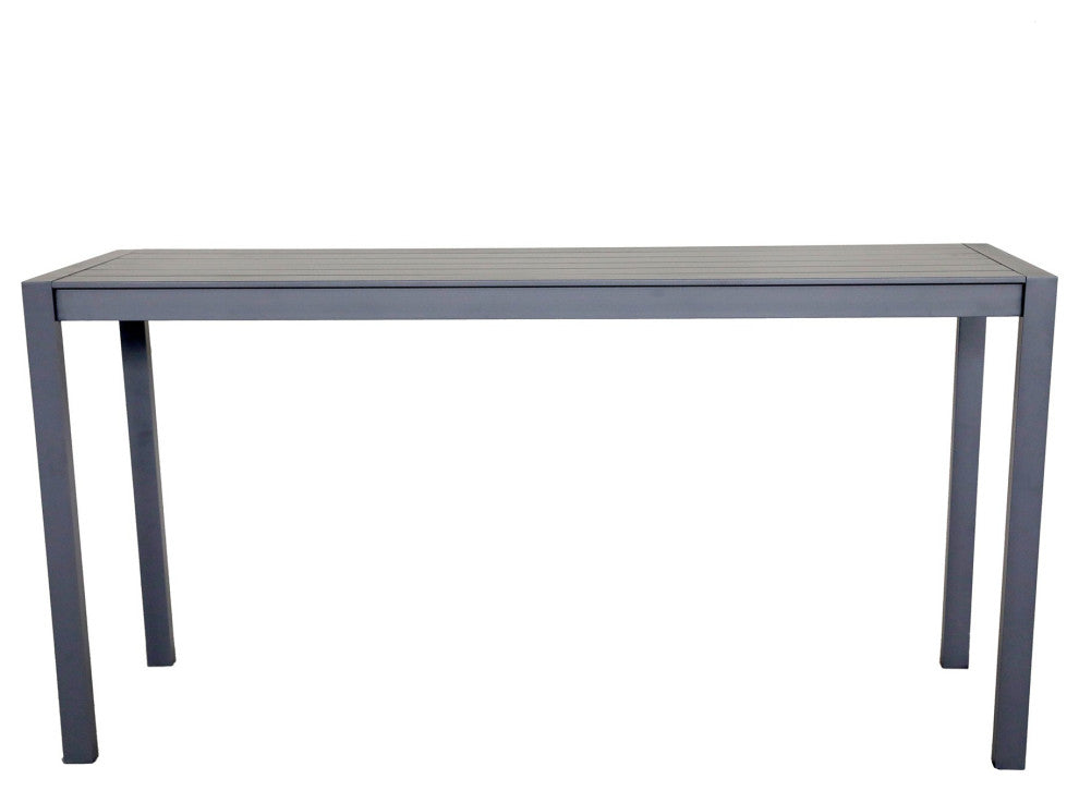 Benzara BM284156 Outdoor Bar Table, Cast Aluminum, Powder Coated, Slate Gray