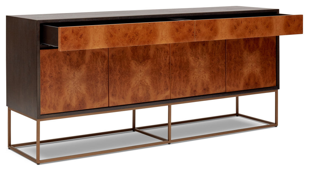 Yoga Sideboard, Oak Burl, Vintage Copper