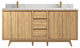 Madison Teak 72 Double Sink Bath Vanity in Light Natural 1.5" Calacatta Laza