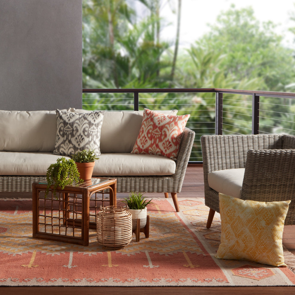 Jaipur Living Emmett Indoor/Outdoor Geometric Orange/Beige Area Rug, 5'x8'