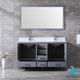 Jacques 60" Dark Gray Double Vanity Carrara Marble Top Sinks, 58" Wall Mirror