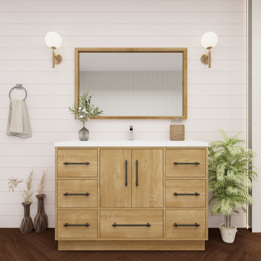 Victoria 48" Solid Wood Bath Vanity, Oak