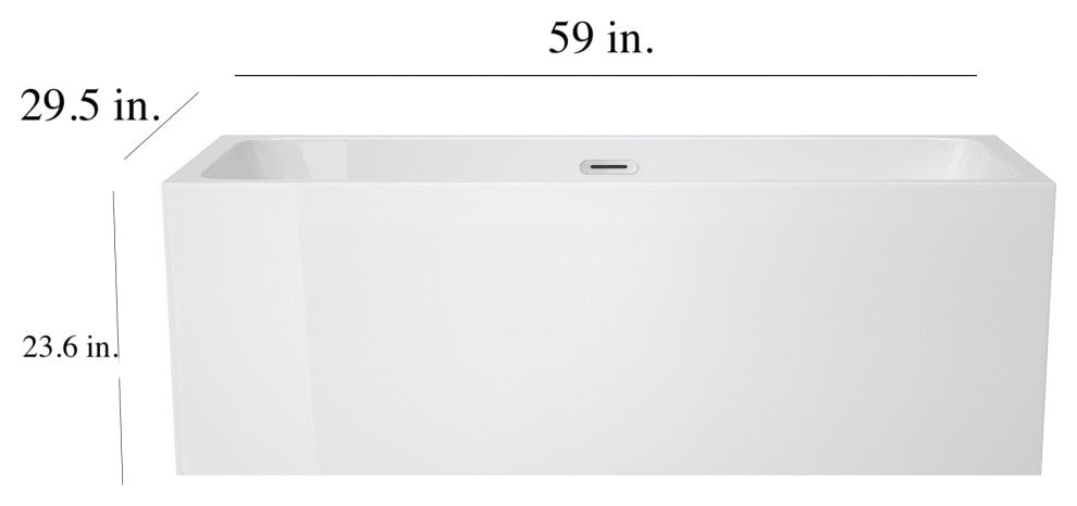 59 in. Acrylic Rectangular Flatbottom Freestanding Soaking Bathtub in White