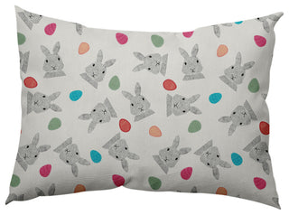 Bunnies and Eggs Easter Decorative Lumbar Pillow, Whisper White, 14x20"