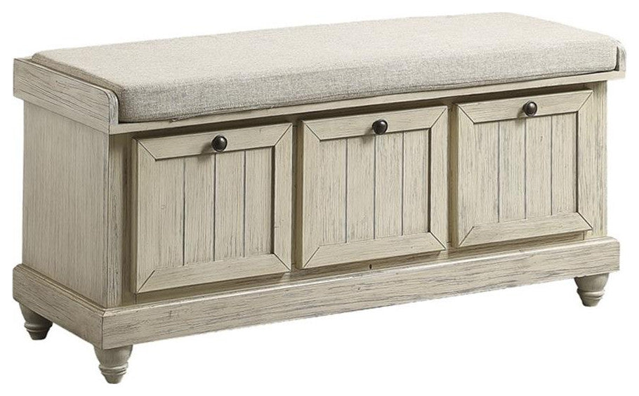 Lexicon Woodwell Wood Storage Bench in White